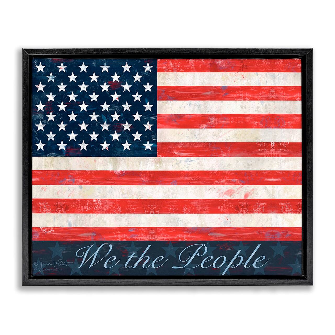 Stupell Industries We The People Flag Floater Framed Art